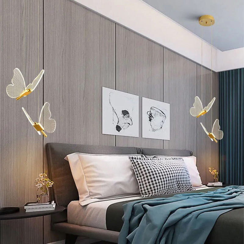 Modern Butterfly Chandelier Lamp – Long Line Minimalist Bedroom Bedside Light