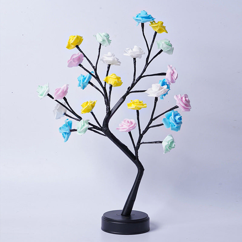 Flower Tree Rose Table Lamp Fairy LED Desk Night Light USB Powered Romantic Wedding & Valentine Decoration Gift