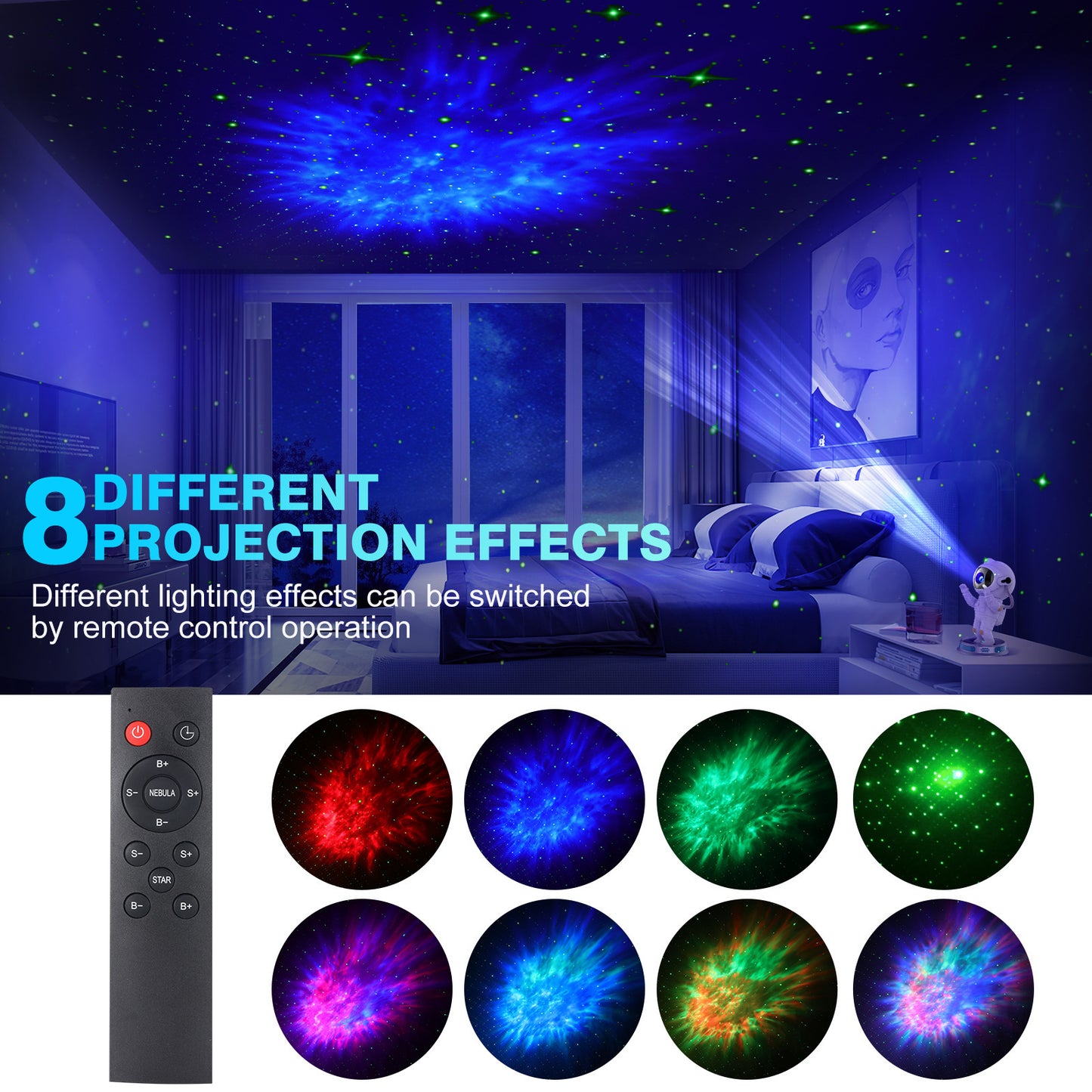 Astronaut Starry Night Light Projector Northern Lights LED Galaxy Lamp for Bedroom Kids Room Decor