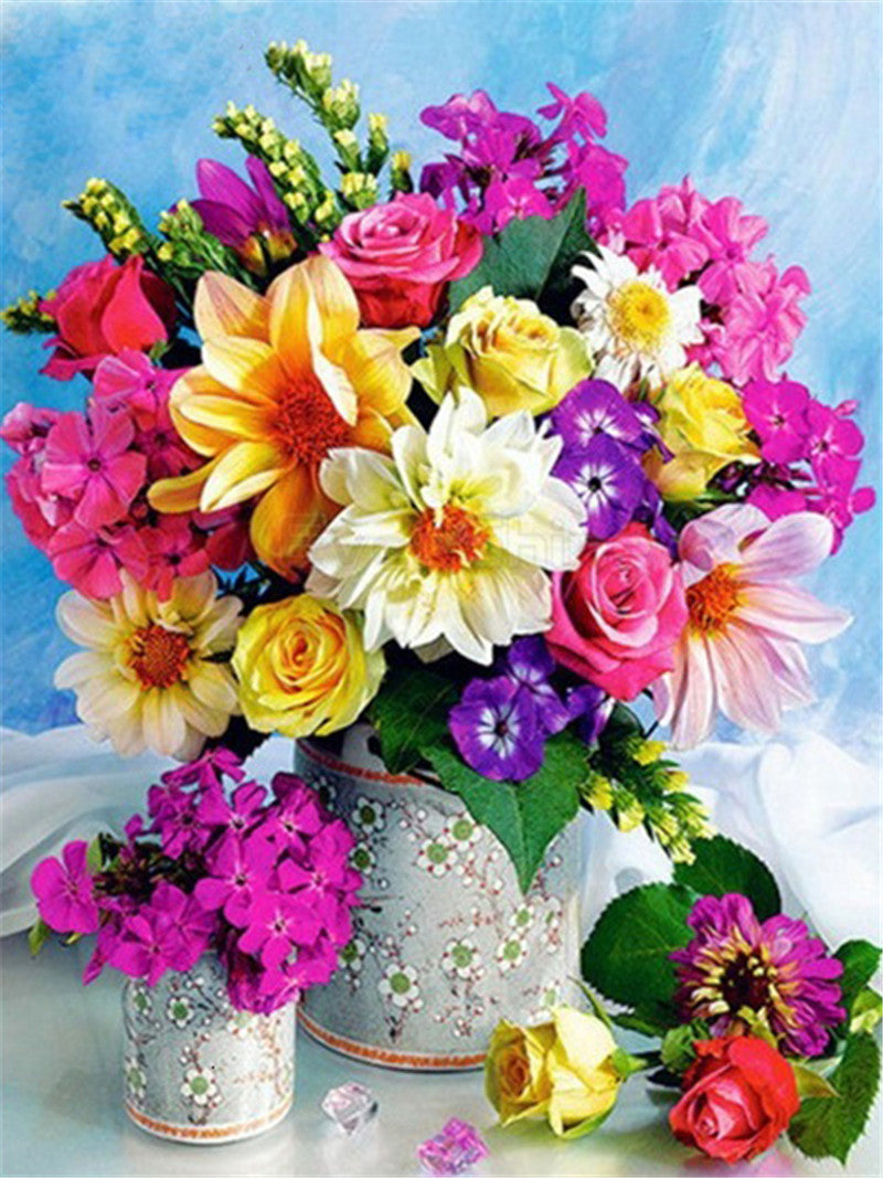 Flower Combination 5D Diamond Painting DIY Full Drill Cross Stitch Floral Wall Art Decor Kit