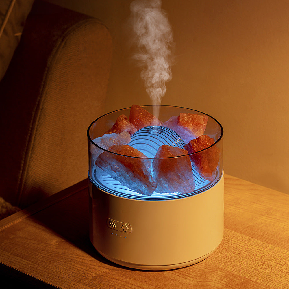 Cool Mist Impeller Air Humidifier Crystal Salt Aroma Diffuser Essential Oil Fogger Ambient Light Incense Machine for Home Decor