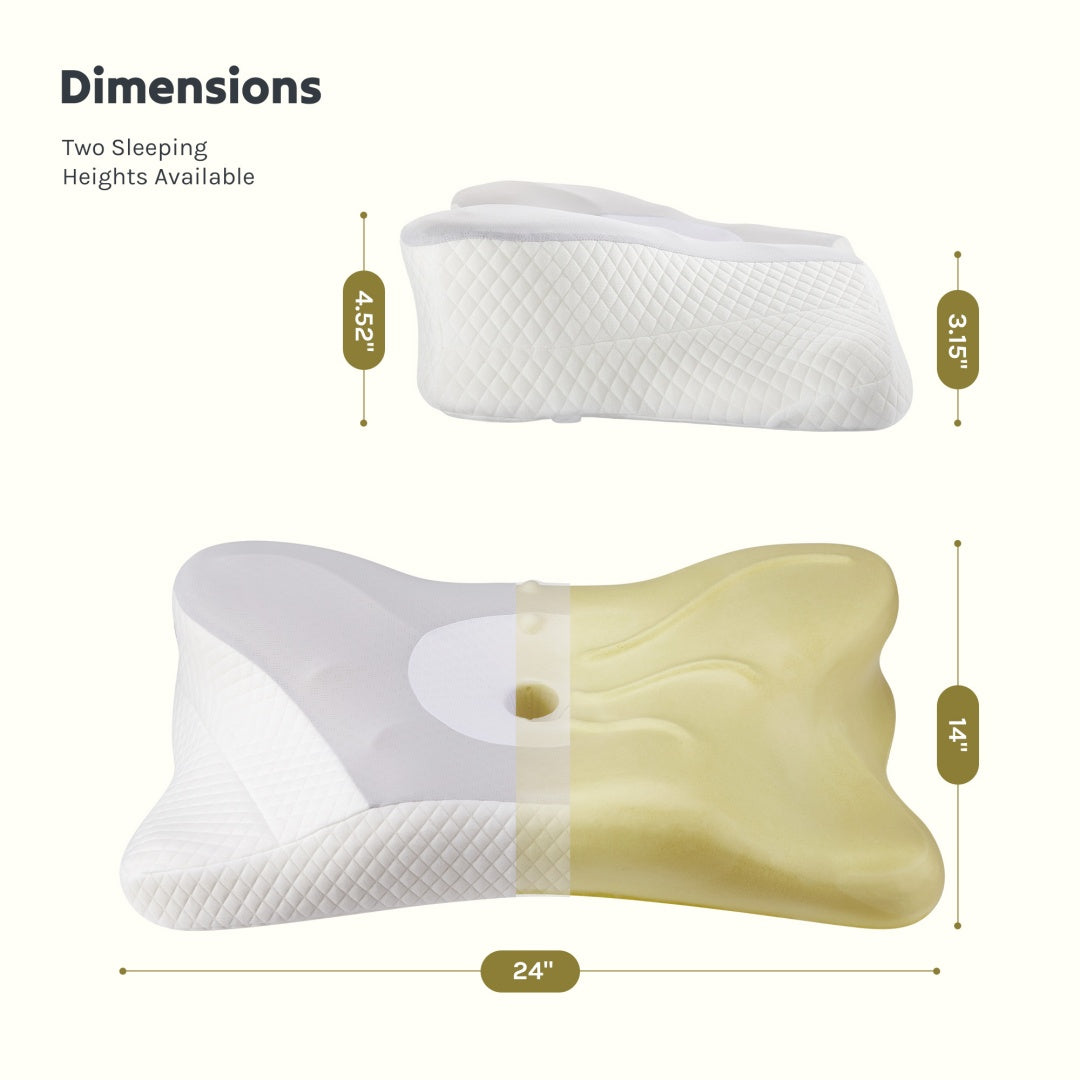 Cervical Neck Pillow Cooling Ergonomic Memory Foam Orthopedic Contour Pillow Dual Height Side Sleep Support