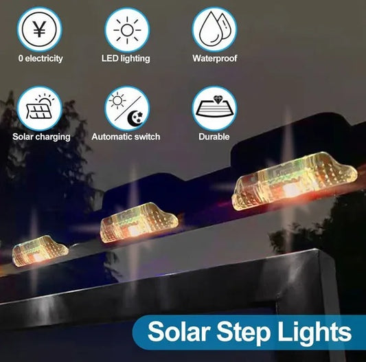 8 Pack Solar Deck Lights Outdoor Waterproof LED Step Lights for Stairs Fence Garden Lighting
