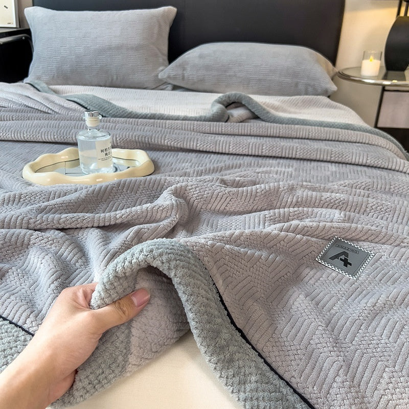 Maternal and Child Grade Knitted Blanket Milk Velvet Coral Fleece Air Conditioning Blanket Soft Warm Throw for Home Use