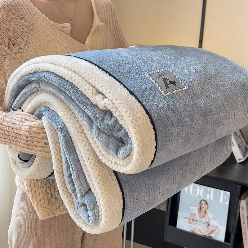 Maternal and Child Grade Knitted Blanket Milk Velvet Coral Fleece Air Conditioning Blanket Soft Warm Throw for Home Use