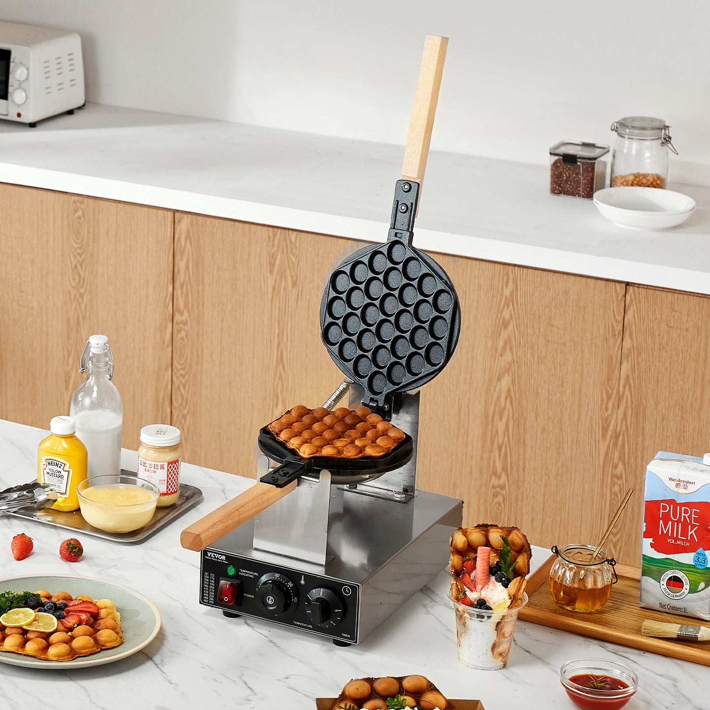 1400W Commercial Bubble Waffle Maker Non-Stick Egg Pancake Baker Machine for Café and Restaurant Use