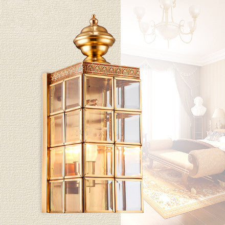 Modern Full Copper LED Wall Lamp Balcony Courtyard Pavilion Outdoor Decorative Lighting Fixture