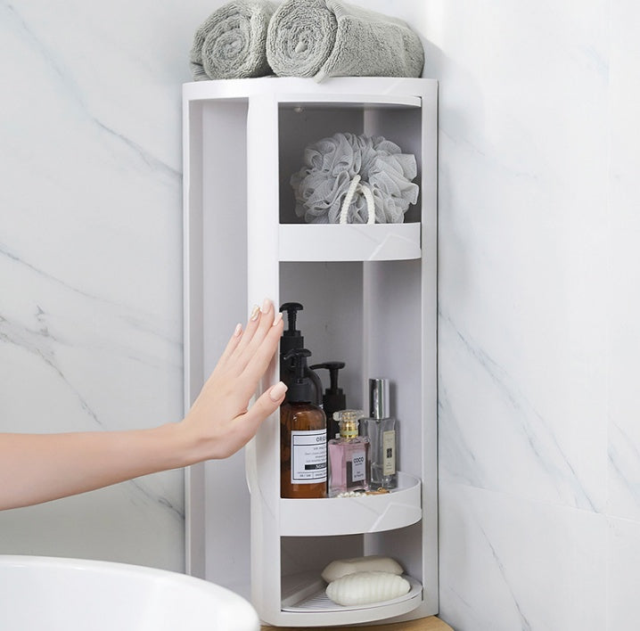 No-Drill Wall-Mounted Triangle Corner Shelf – Bathroom & Kitchen Storage Rack Organizer