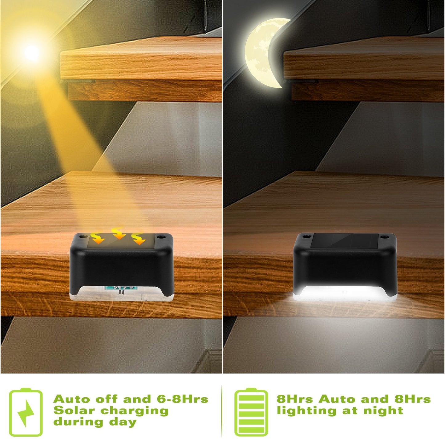4 Pack Solar Powered LED Step Lights Outdoor Waterproof Dusk to Dawn Fence Stair Yard Railing Lights