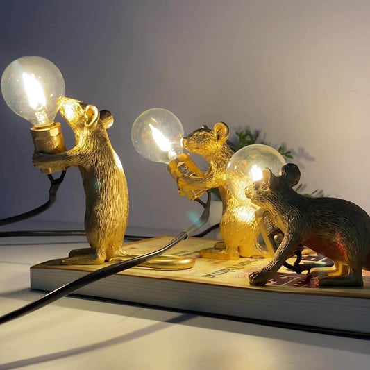 Nordic Resin Mouse Table Lamp Creative Mini LED Desk Night Light Decorative Rat Lamp for Bedroom & Study