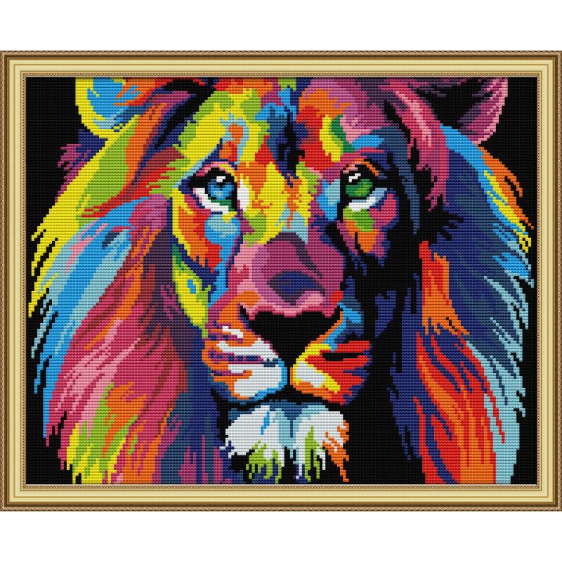 Rainbow Dog Cross Stitch Kit – Colorful Domestic Dog DIY Embroidery Art Set