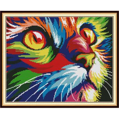 Rainbow Dog Cross Stitch Kit – Colorful Domestic Dog DIY Embroidery Art Set