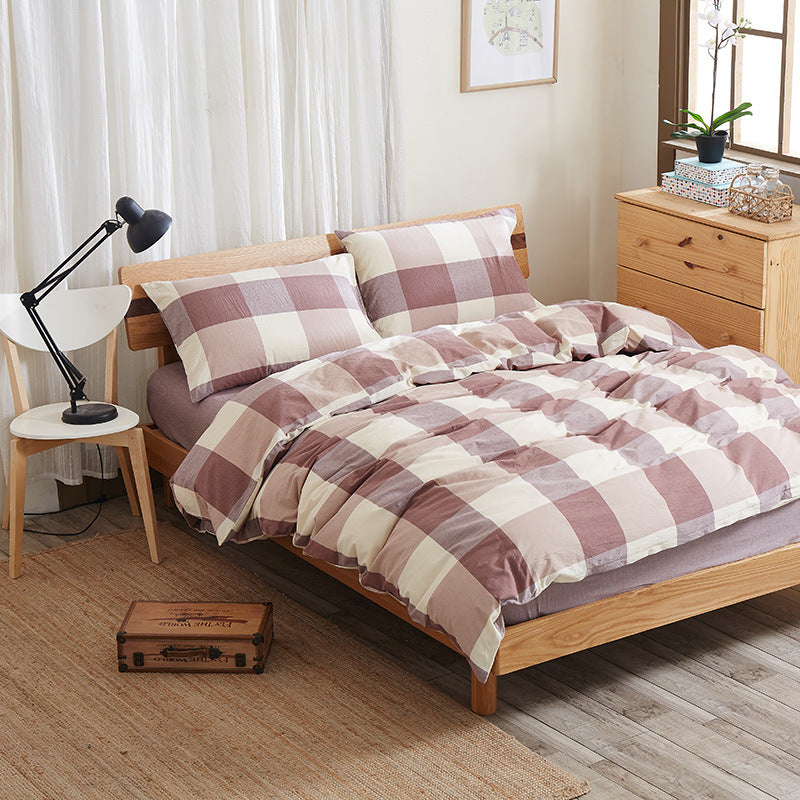 Pure Cotton 4 Piece Bed Sheet Set Soft Breathable Bed Linen Bedding Set for Home Comfort