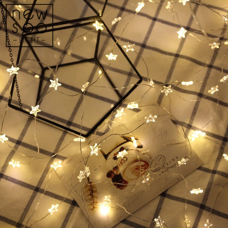 Newsoo Copper Wire Star LED String Lights Flashing Fairy Lights for Room Dorm Girl Heart Decoration