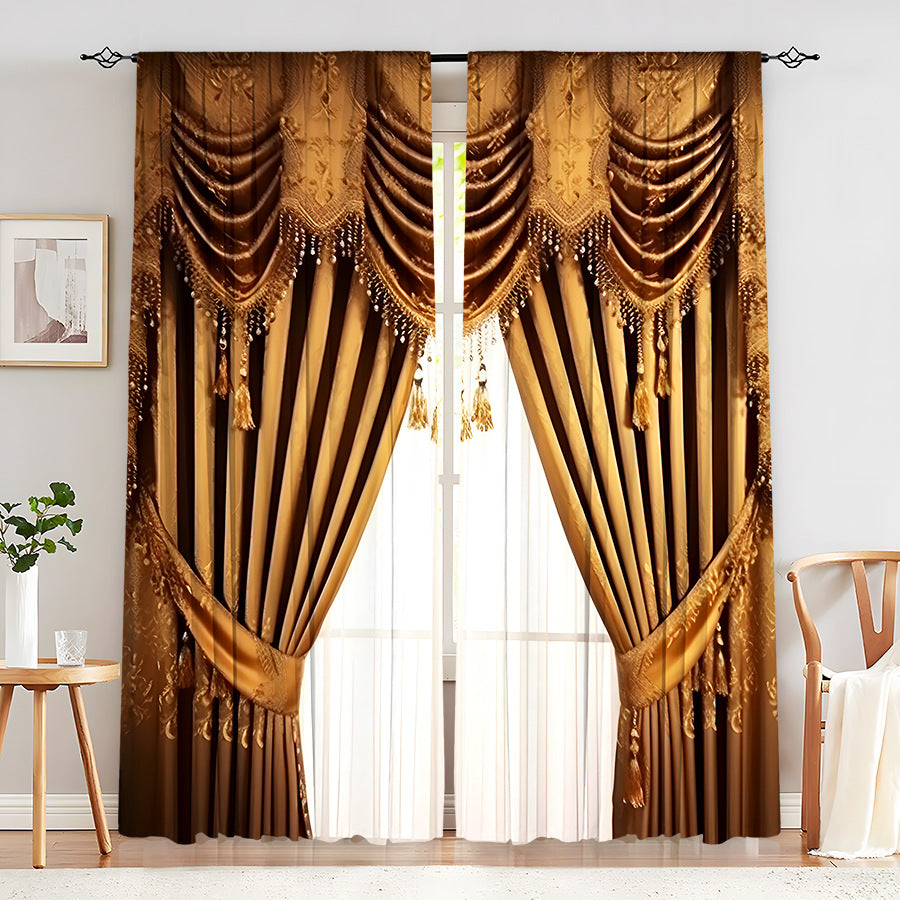 Creative Home European Flower Character Curtains Decorative Window Drapes for Living Room Bedroom Home Decor