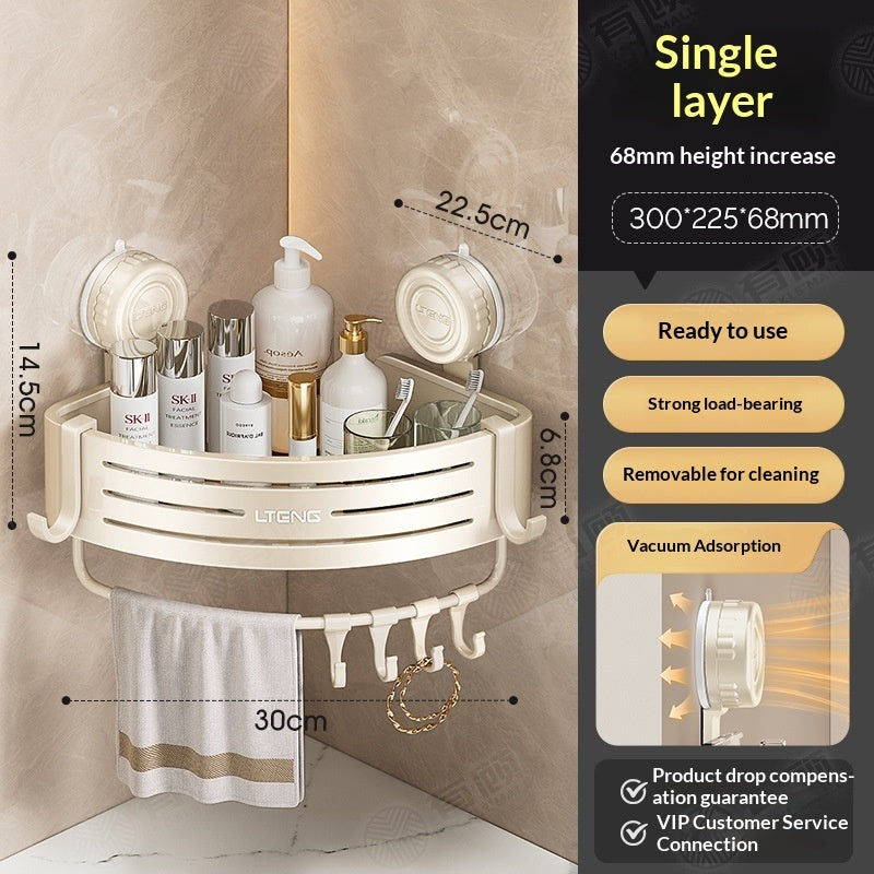 Suction Cup Triangle Bathroom Basket – Wall-Mounted No-Drill Storage Rack for Home Use