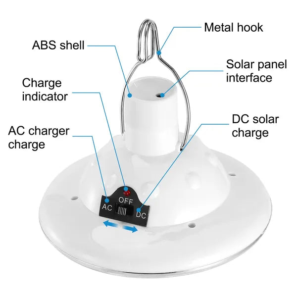 Solar Camping Light Portable Outdoor Hanging LED Bulb Lantern Emergency LED Light for Camping Hiking Survival Use