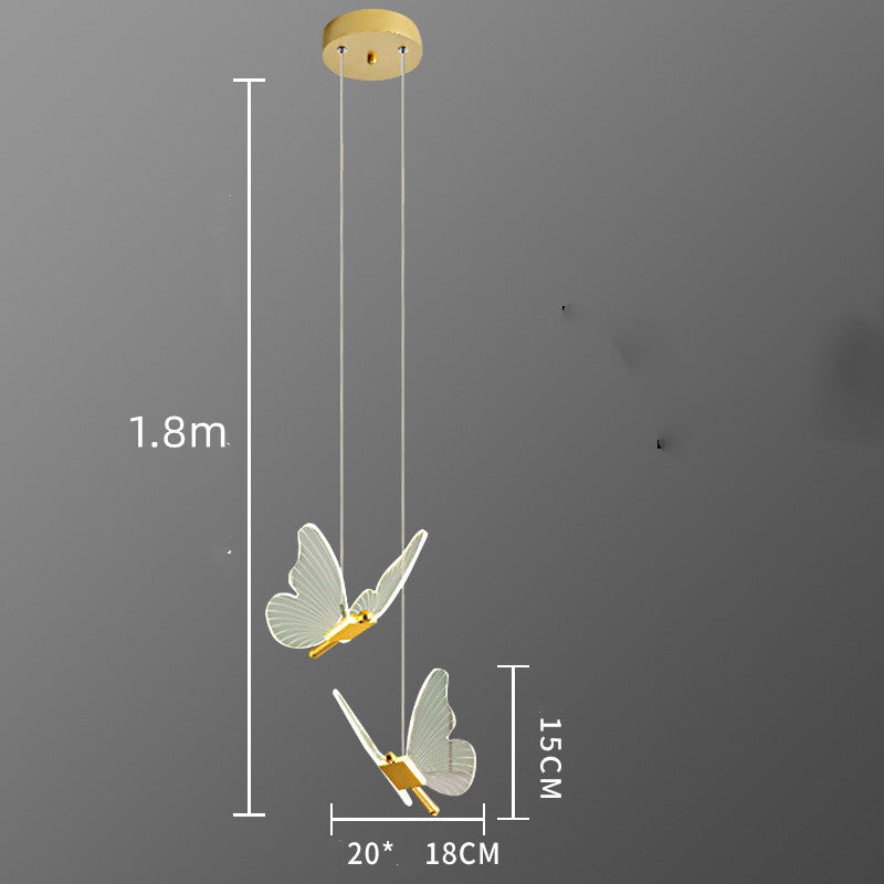 Modern Butterfly Chandelier Lamp – Long Line Minimalist Bedroom Bedside Light