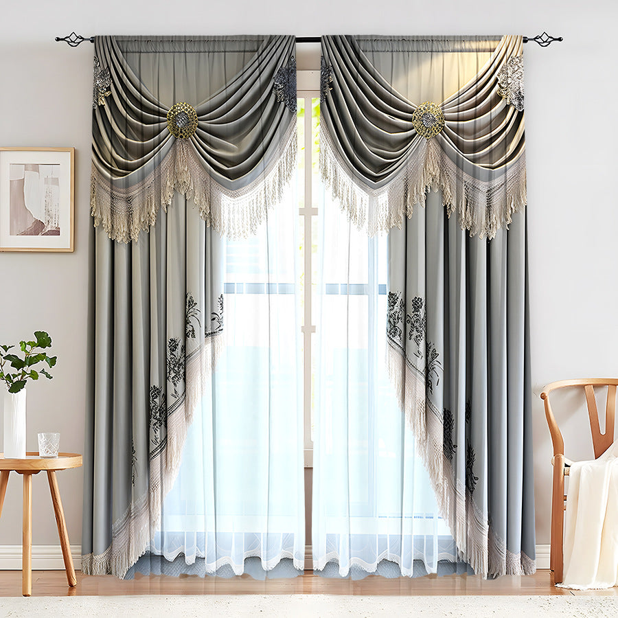 Creative Home European Flower Character Curtains Decorative Window Drapes for Living Room Bedroom Home Decor