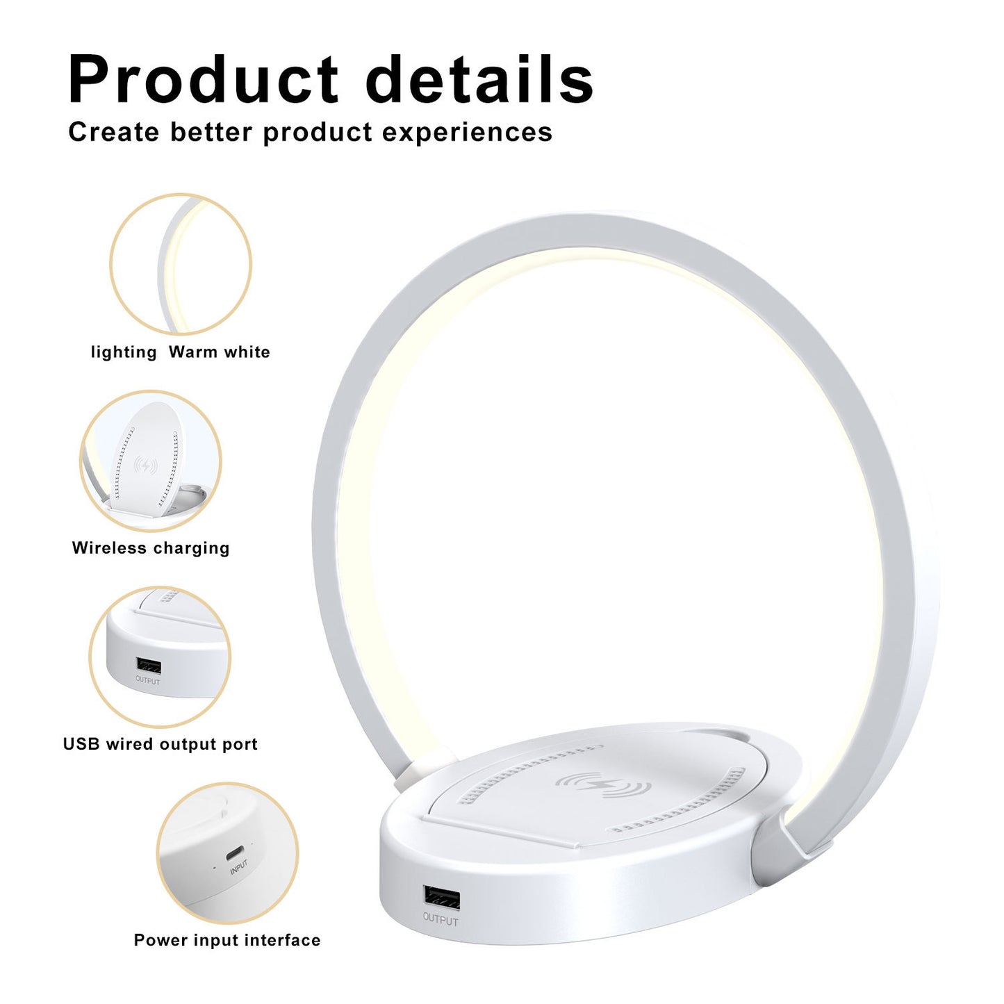Night Light Lamp Bluetooth Speaker 10W Wireless Charger Table Lamp USB Charging Phone Holder with Dynamic Color LED