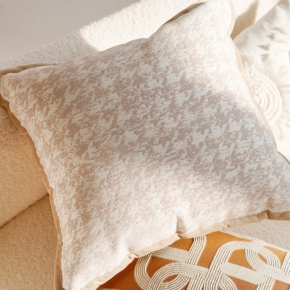 Linen Nordic Style Throw Pillow Covers with Tassel Caramel Color Geometric Retro Texture Cushion Case for Sofa Bedroom Living Room
