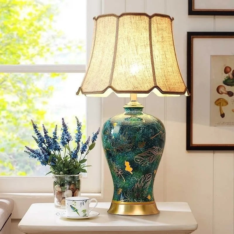 Ceramic Table Lamp for Living Room, Bedroom & Bedside Decor
