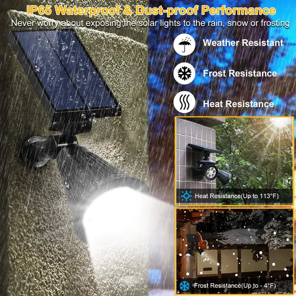 2Pcs Solar Spotlight – Outdoor Waterproof Dusk to Dawn Wall & Garden Path Light