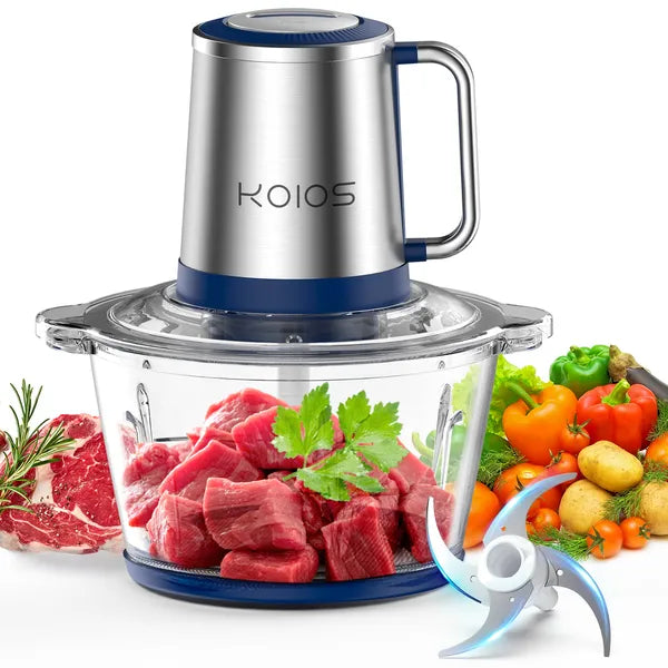 KOIOS Electric Food Chopper Processor 2L Glass Bowl Vegetables and Meat Grinder Mixer