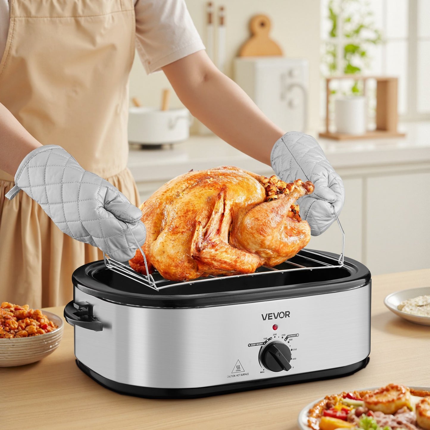 20QT Electric Roaster Oven with Self-Basting Lid Large Capacity Roasting Pan for Baking and Cooking