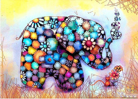 Color Elephant Parade Diamond Painting 5D DIY Full Drill Cross Stitch Rhinestone Mosaic Wall Art Kit