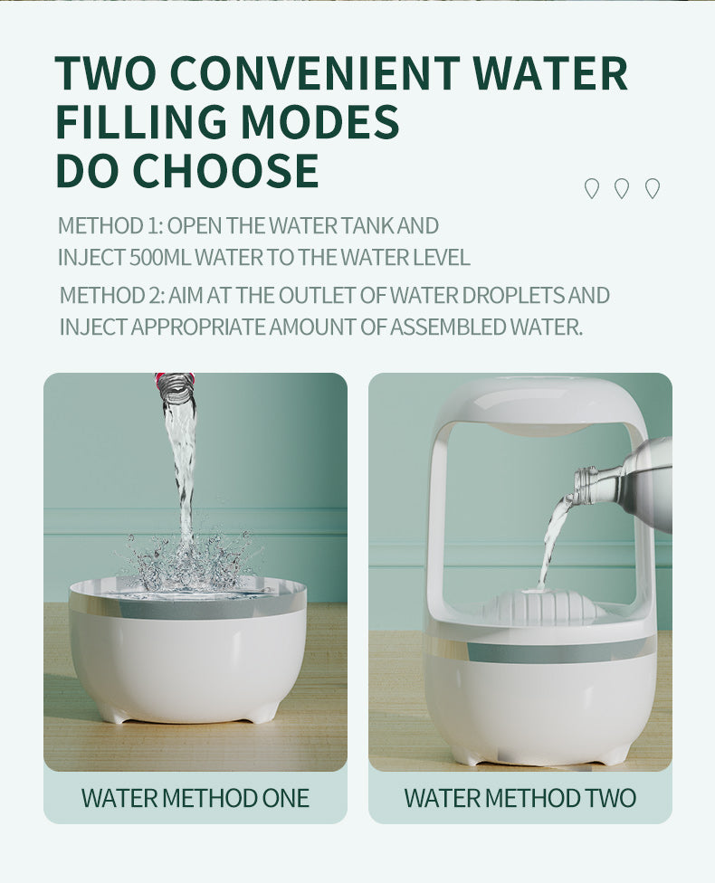 Anti Gravity Humidifier Water Drop Backflow Aromatherapy Machine Large Capacity Quiet Mist Sprayer for Home & Office