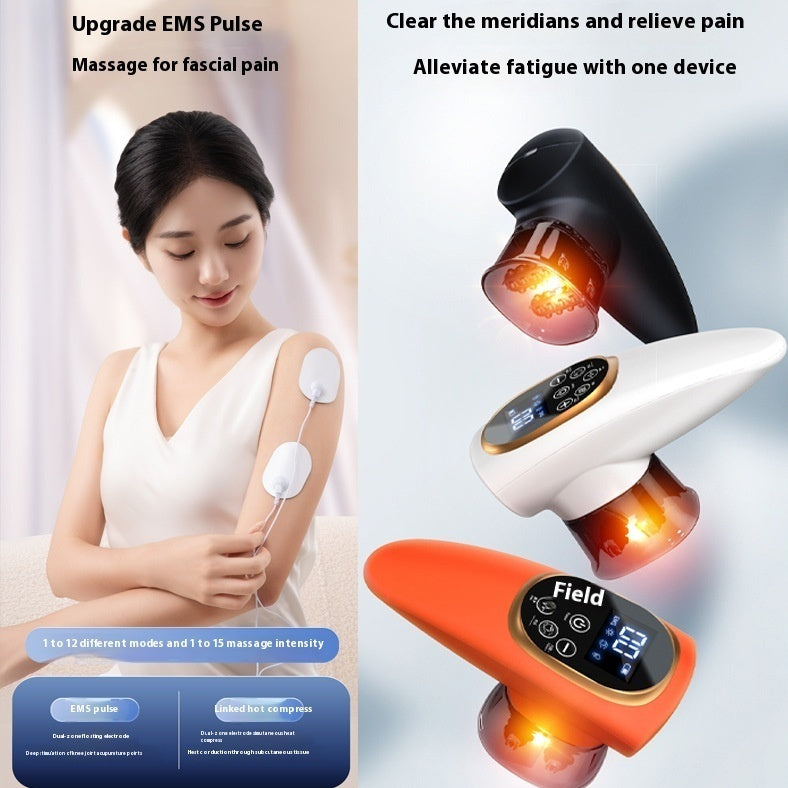 Electric EMS Cupping Device Microcurrent Vacuum Hot Compress Scraping Therapy Negative Pressure Massage Tool