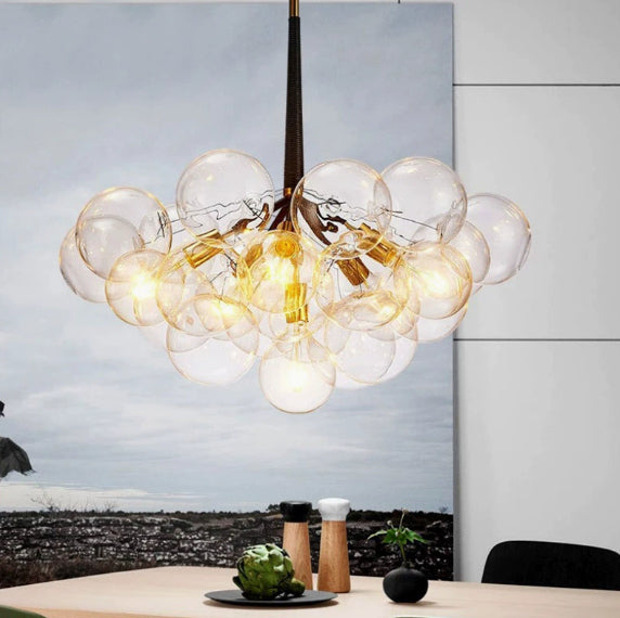 Nordic Modern Bubble Glass Pendant Light – Light Luxury Transparent Ball Chandelier
