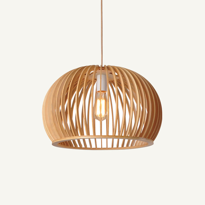 Nordic Wooden Pumpkin Chandelier – Dining, Bedroom & Cafe Lighting