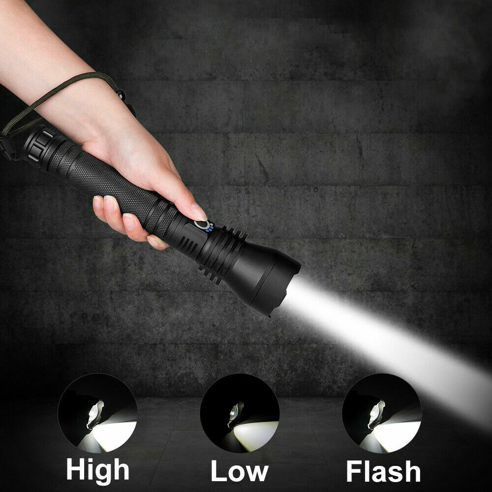 Super Bright 2500000LM LED Flashlight – USB Rechargeable Tactical Torch for Outdoor Use