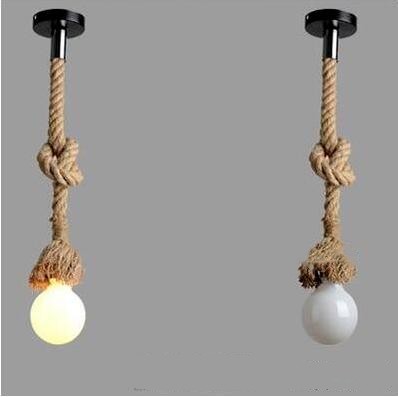 Hemp Rope Chandelier – Vintage Industrial Lighting for Bar, Restaurant & Cafe