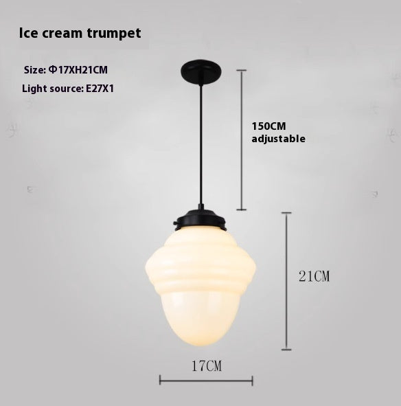 Retro Industrial Single-Head Chandelier – Cream Pendant Light for Living & Dining Room