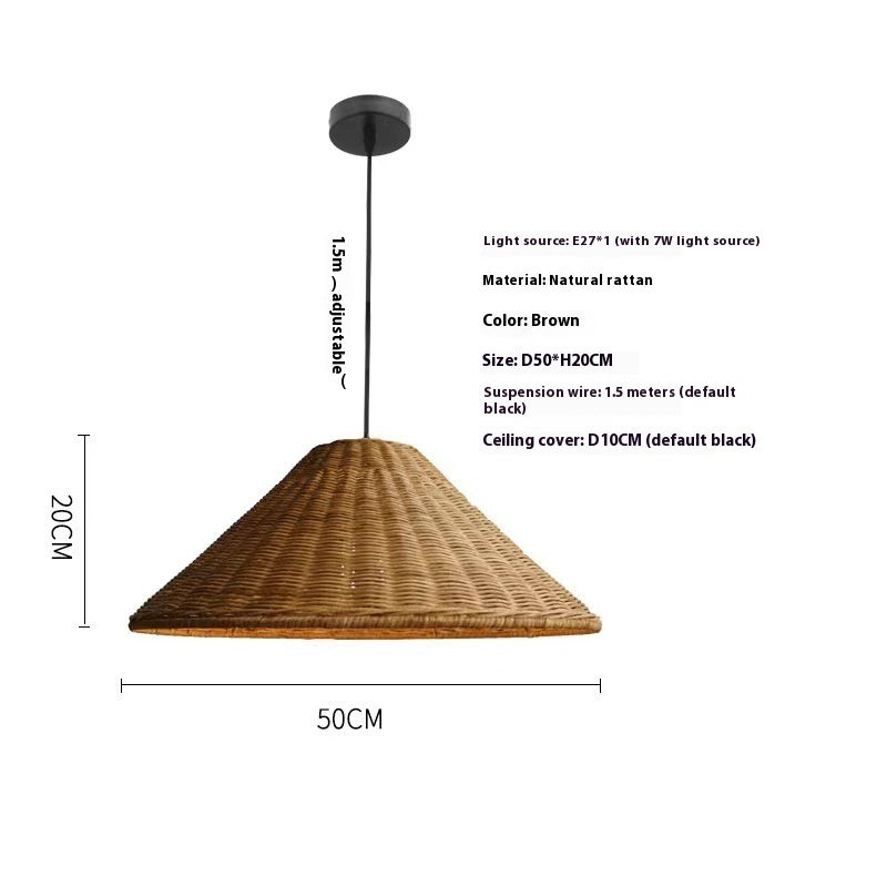 Bamboo Rattan Wabi-Sabi Pendant Light – Vintage Woven Ceiling Lamp