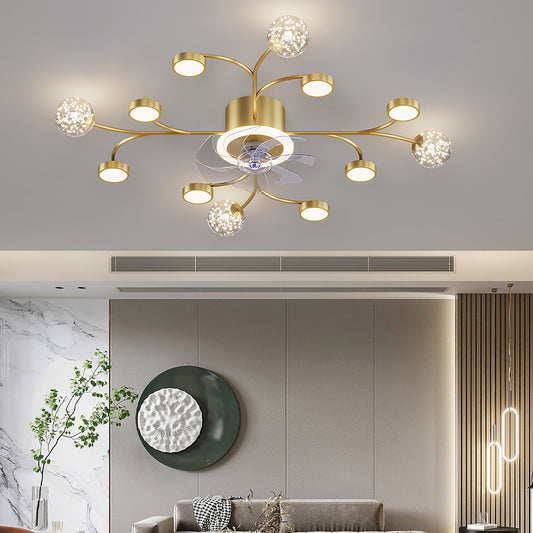 Modern Smart Ceiling Fan Lamp – Bedroom LED Fan Light with Remote Control