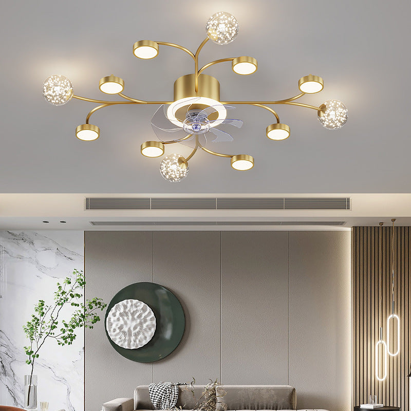 Modern Smart Ceiling Fan Lamp – Bedroom LED Fan Light with Remote Control