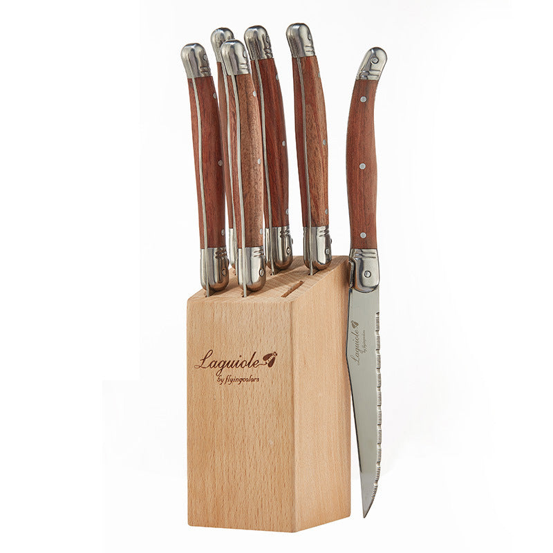 Stainless Steel Rosewood Handle Western Steak Knife and Fork Set Elegant Dining Cutlery Set for Home Restaurant Use