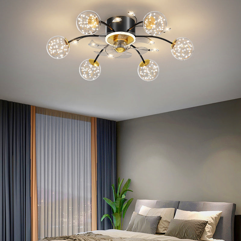 Nordic Star Fan Lamp Modern Light Luxury Ceiling Fan Light for Living Room Bedroom