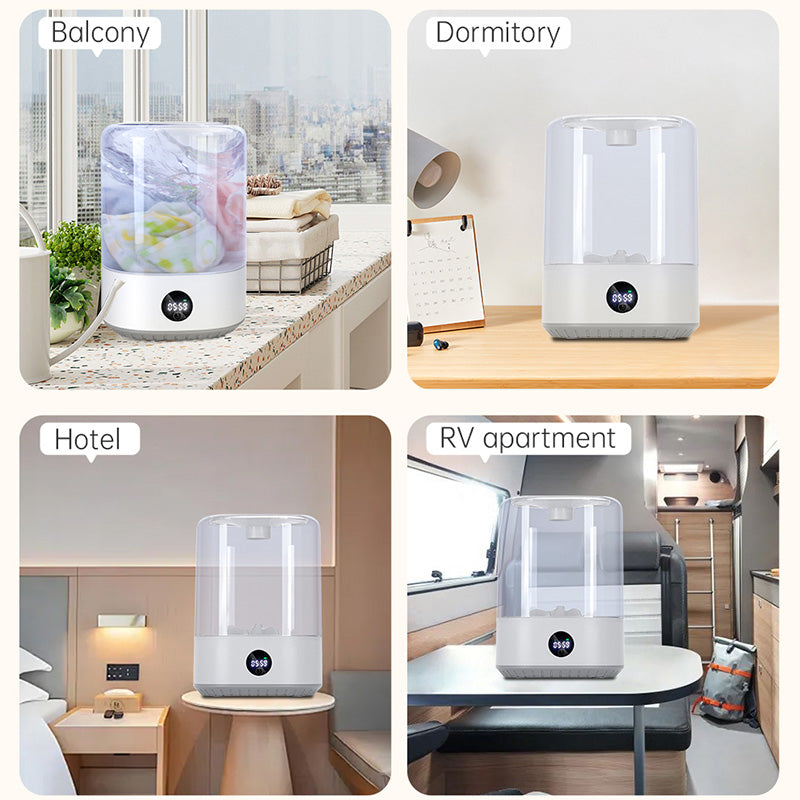 Portable Mini Washing Machine 4L USB Rechargeable Cordless Washer for Underwear Socks Baby Clothes Quiet Compact Travel Laundry Machine