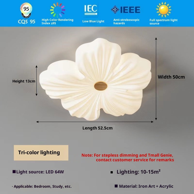 Cream Wind Flower Ceiling Lamp Petal Design Living Room Bedroom Modern Decorative Light