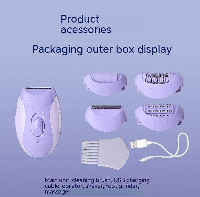 Women’s 4-in-1 Body Shaver and Foot Grinder Kit Electric Hair Removal and Pedicure Care Set