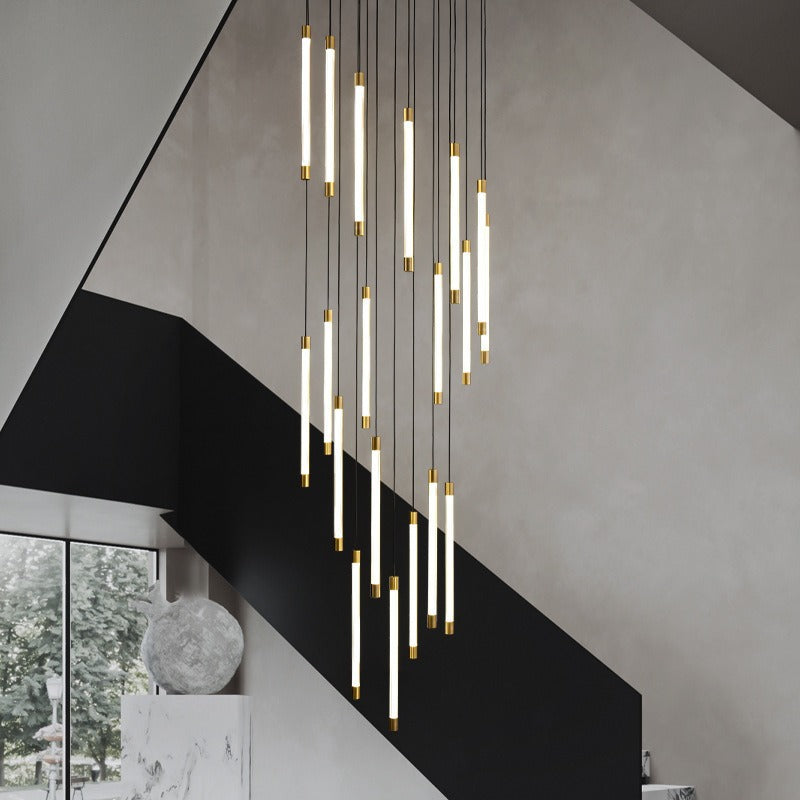 All-Copper Duplex Staircase Chandelier – Modern Luxury Lighting