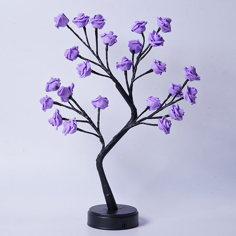 Flower Tree Rose Table Lamp Fairy LED Desk Night Light USB Powered Romantic Wedding & Valentine Decoration Gift