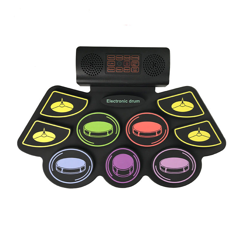 Portable Electronic Drum Set Hand Rolled Folding Silicone Jazz Drum with Bluetooth Color Practice Pad
