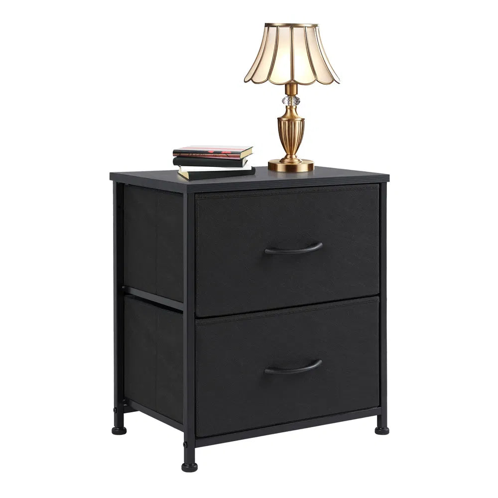Set of 2 Fabric Drawer Cabinets Living Room Nightstand Storage Chest Closet Clothes Organizer Furniture