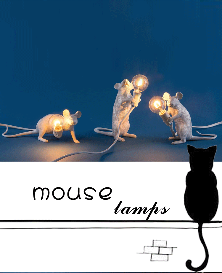 Nordic Resin Mouse Table Lamp Creative Mini LED Desk Night Light Decorative Rat Lamp for Bedroom & Study